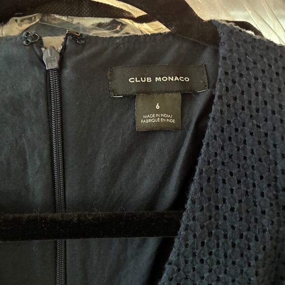 Blue Eyelet Belted Romper Puff Sleeve Flare Short Club Monaco - Picture 5 of 5